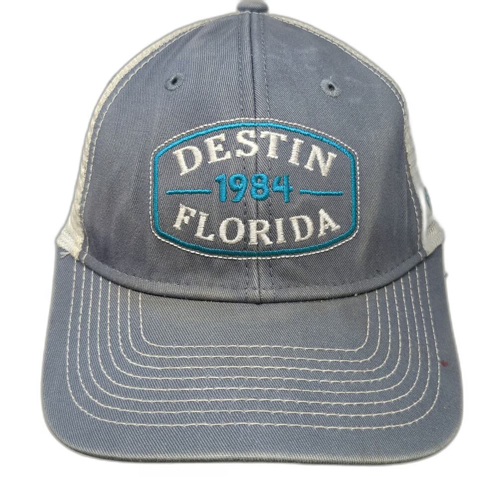 Surf Style Trucker Hat Blue One Size Destin Florida 1984 Mesh Snapback Patch